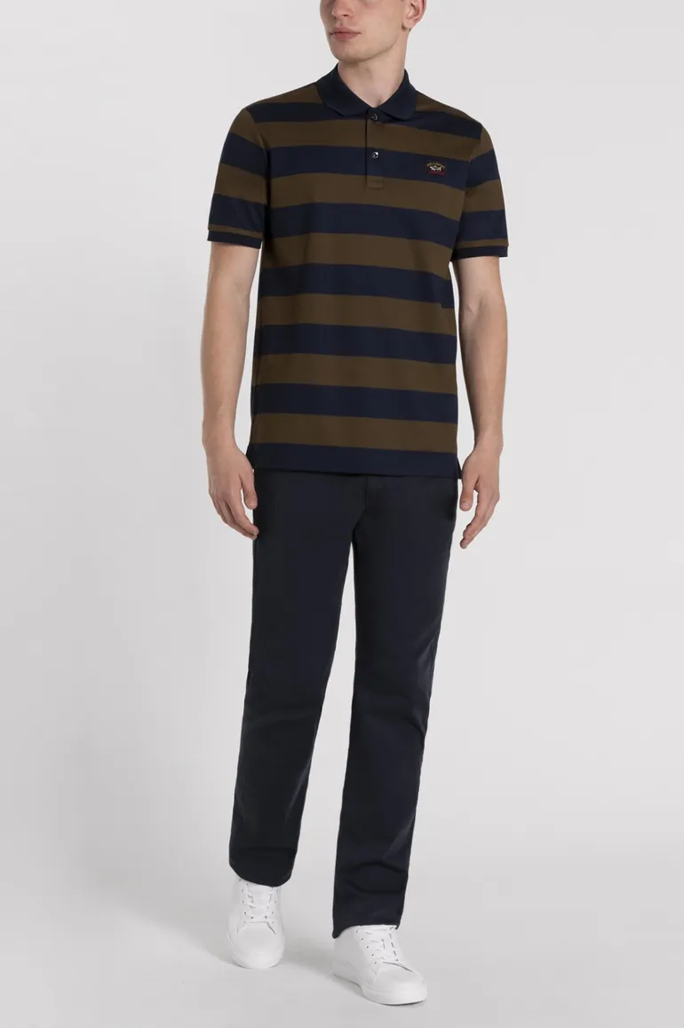 Paul & Shark polo gestreept donkerblauw groen