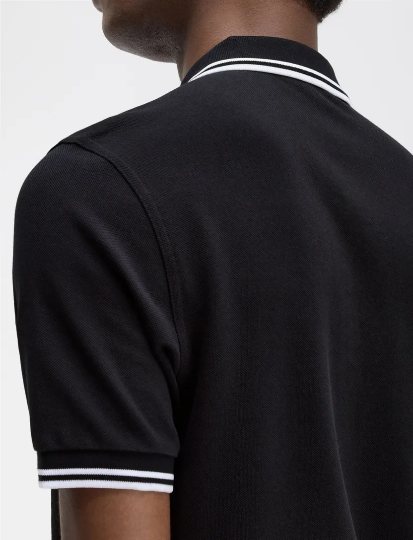 Fred Perry polo donkerblauw effen katoen witte details