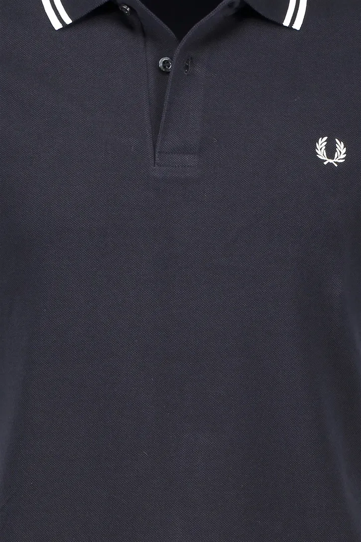 Fred Perry polo donkerblauw effen katoen witte details