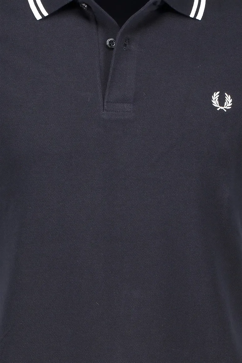 Fred Perry polo Twin Tipped normale fit donkerblauw effen katoen
