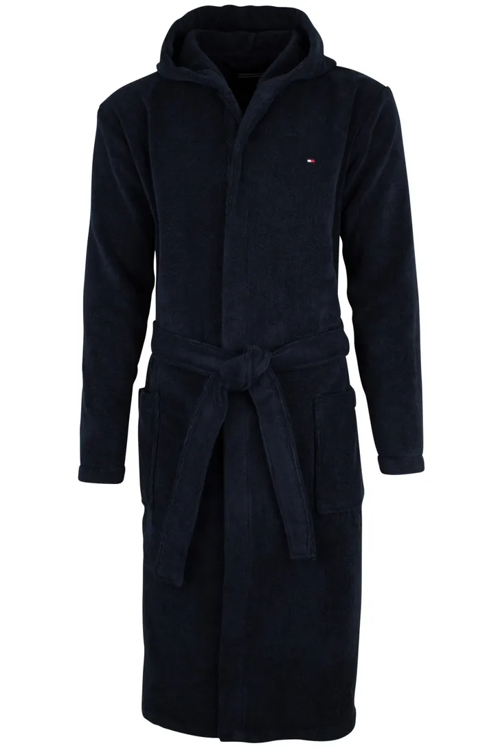 Tommy Hilfiger badjas donkerblauw met capuchon