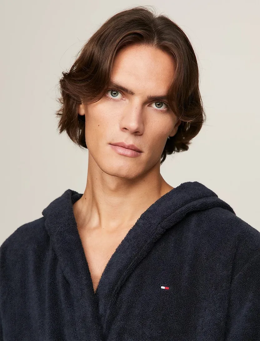 Tommy Hilfiger badjas donkerblauw met capuchon