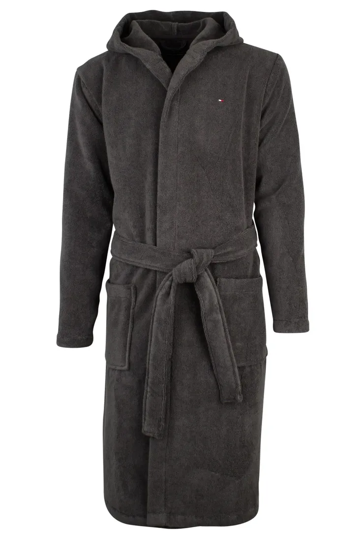 Badjas Tommy Hilfiger donkergrijs met capuchon