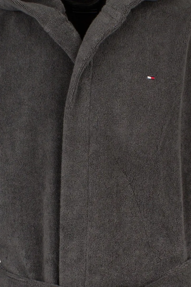 Badjas Tommy Hilfiger donkergrijs met capuchon