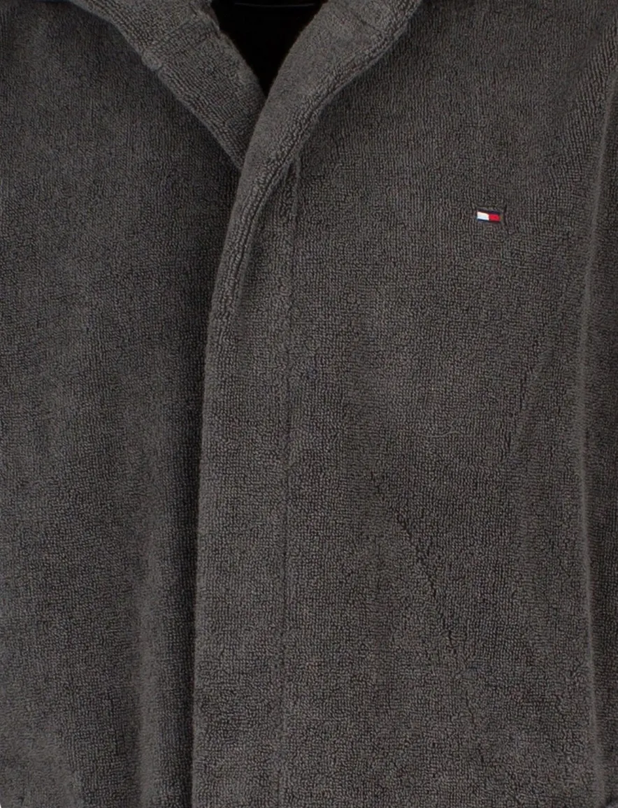Badjas Tommy Hilfiger donkergrijs met capuchon