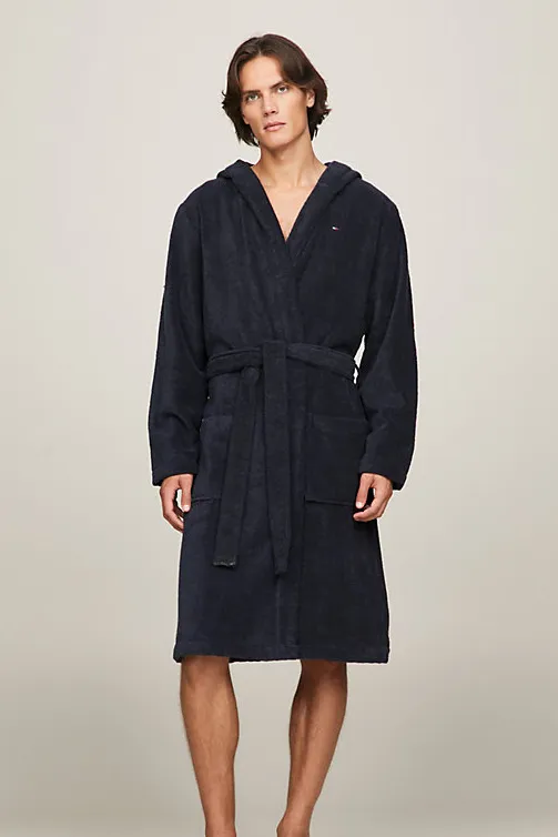 Badjas Tommy Hilfiger donkergrijs met capuchon