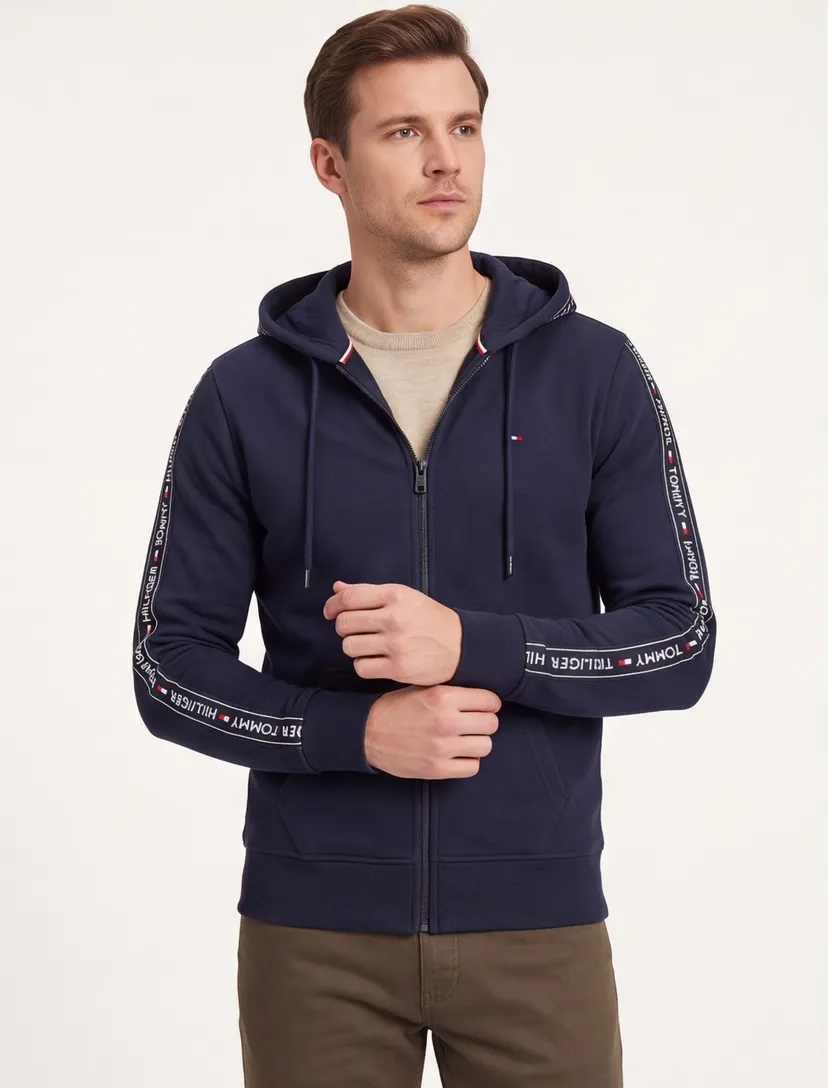 Tommy Hilfiger sweatvest navy met capuchon