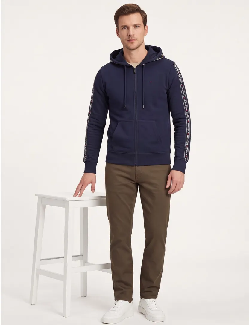 Tommy Hilfiger sweatvest navy met capuchon