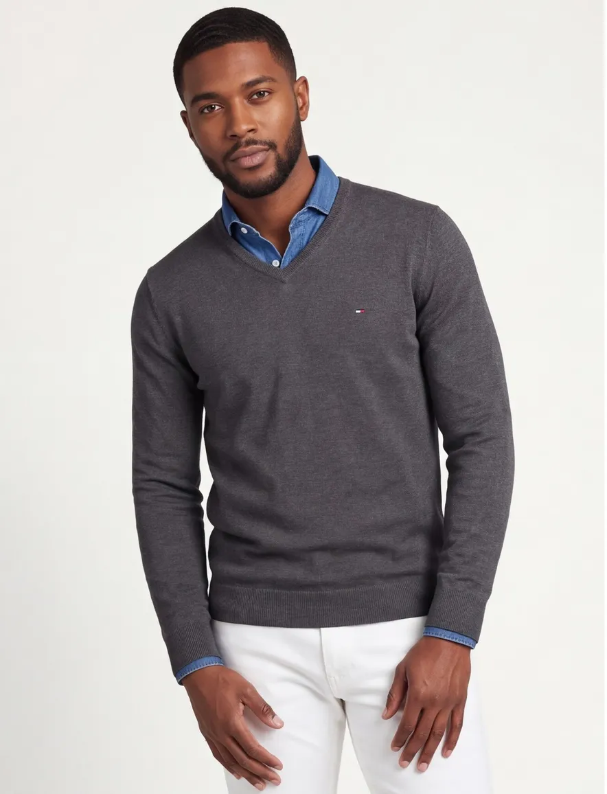 Tommy Hilfiger pullover donkergrijs v-hals