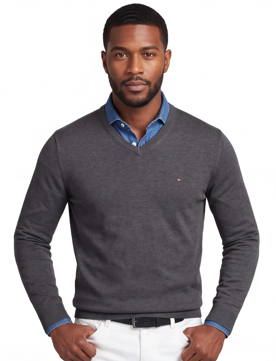 Tommy Hilfiger pullover donkergrijs v-hals