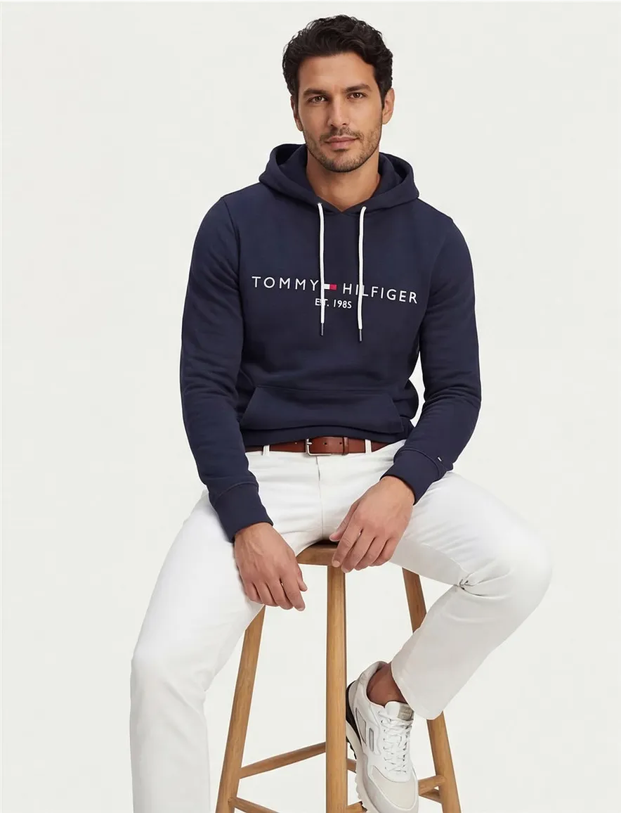 Sweater Tommy Hilfiger navy met opdruk