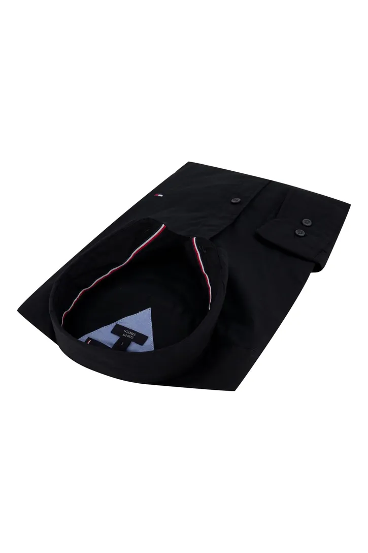 Tommy Hilfiger shirt stretch zwart Slim Fit