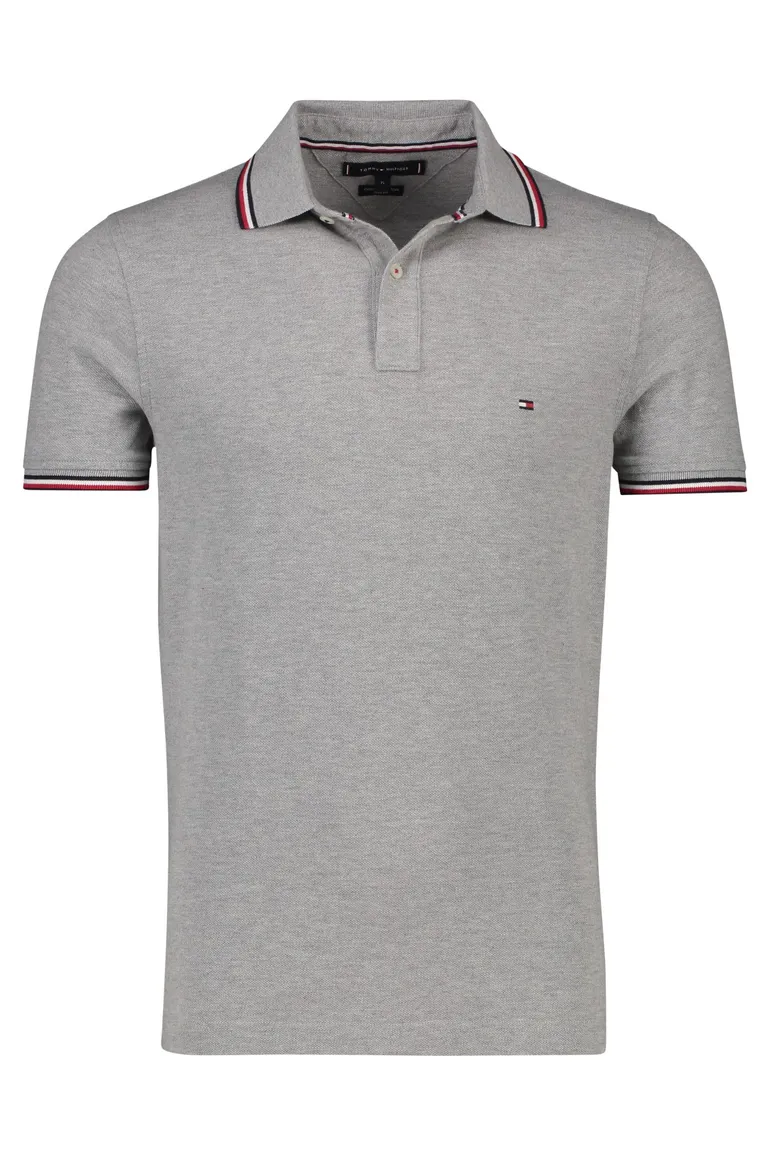 Polo grijs Big & Tall melange Tommy Hilfiger Slim Fit