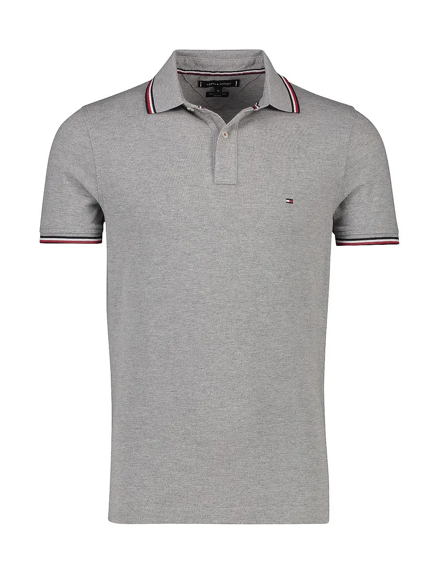 Polo grijs Big & Tall melange Tommy Hilfiger Slim Fit