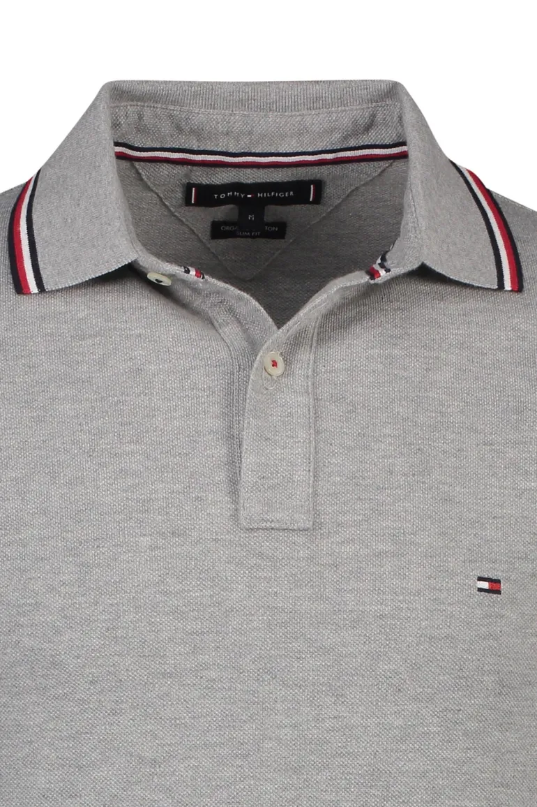 Polo grijs Big & Tall melange Tommy Hilfiger Slim Fit