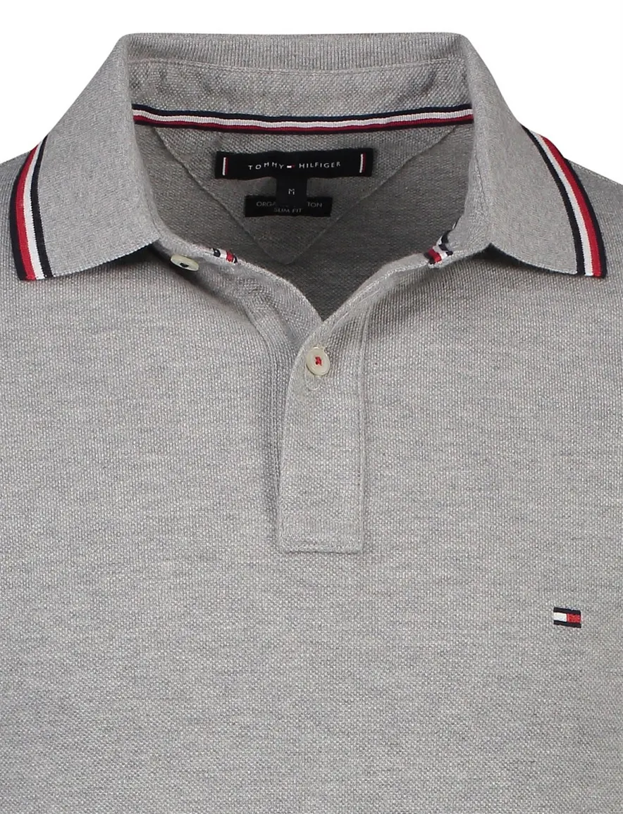 Polo grijs Big & Tall melange Tommy Hilfiger Slim Fit