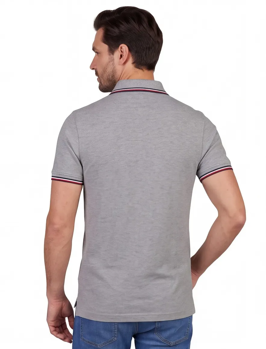 Big & Tall Polo grijs melange Tommy Hilfiger Slim Fit