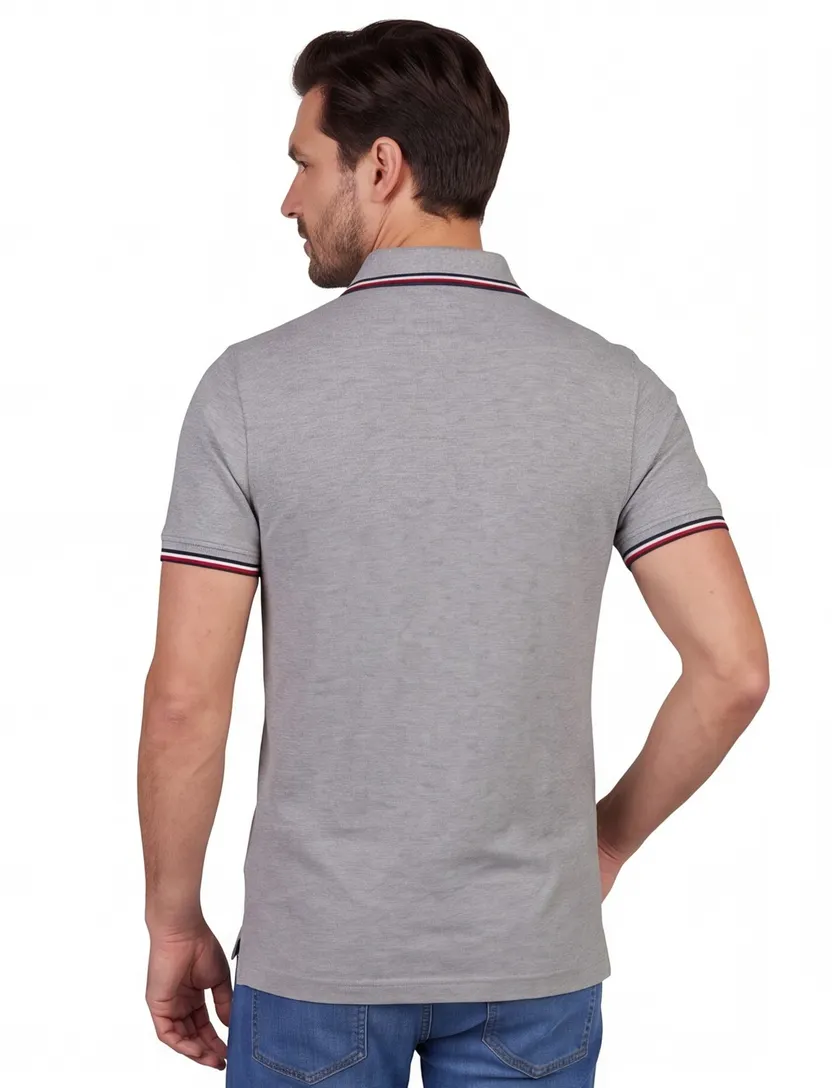 Tommy Hilfiger poloshirt Big & Tall Slim Fit grijs gemeleerd