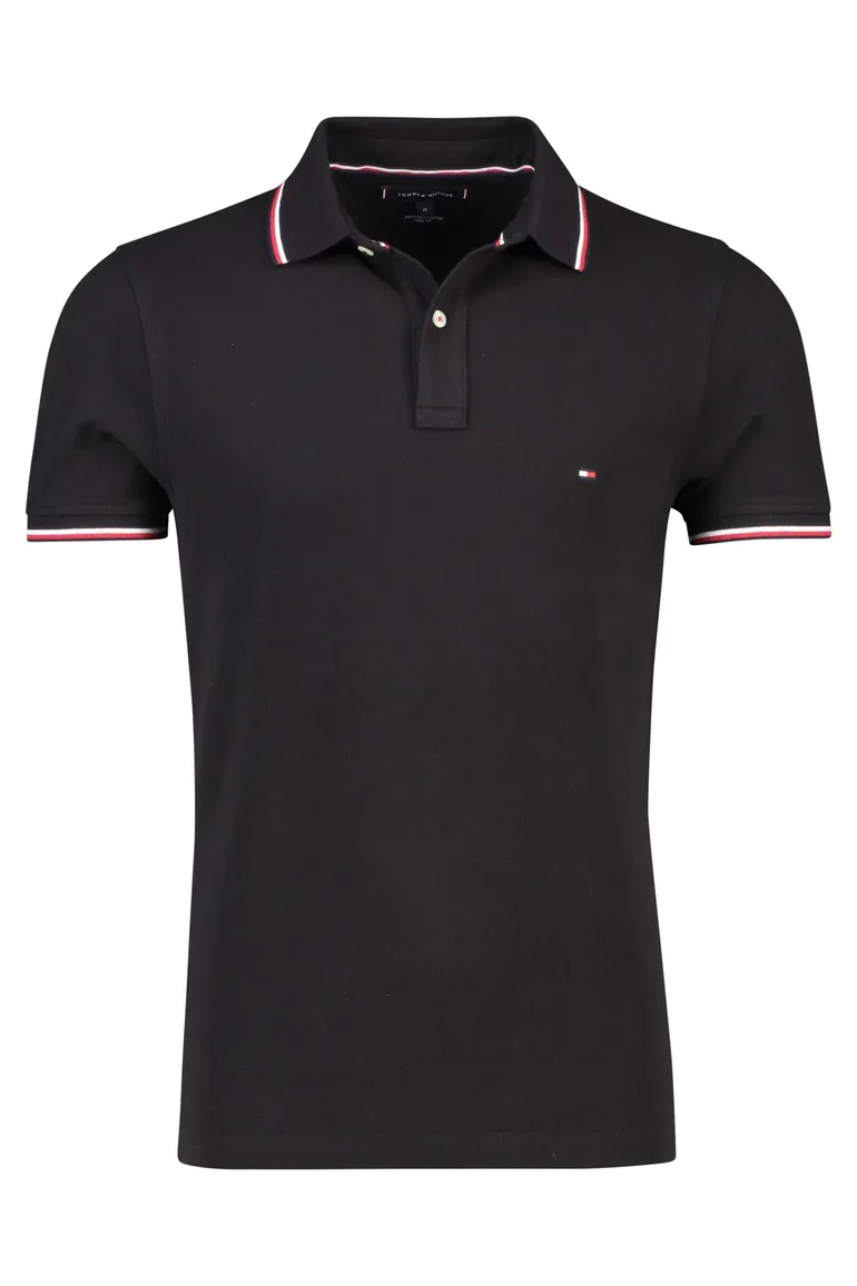 Big & Tall Tommy Hilfiger poloshirt Slim Fit zwart