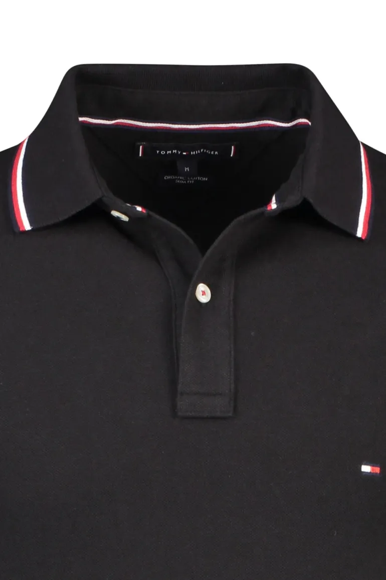 Big & Tall Tommy Hilfiger poloshirt Slim Fit zwart