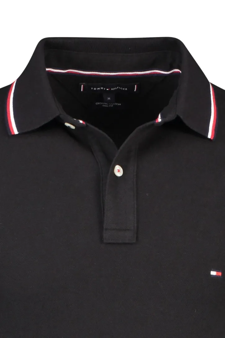 Zwarte polo Big & Tall Tommy Hilfiger Slim Fit