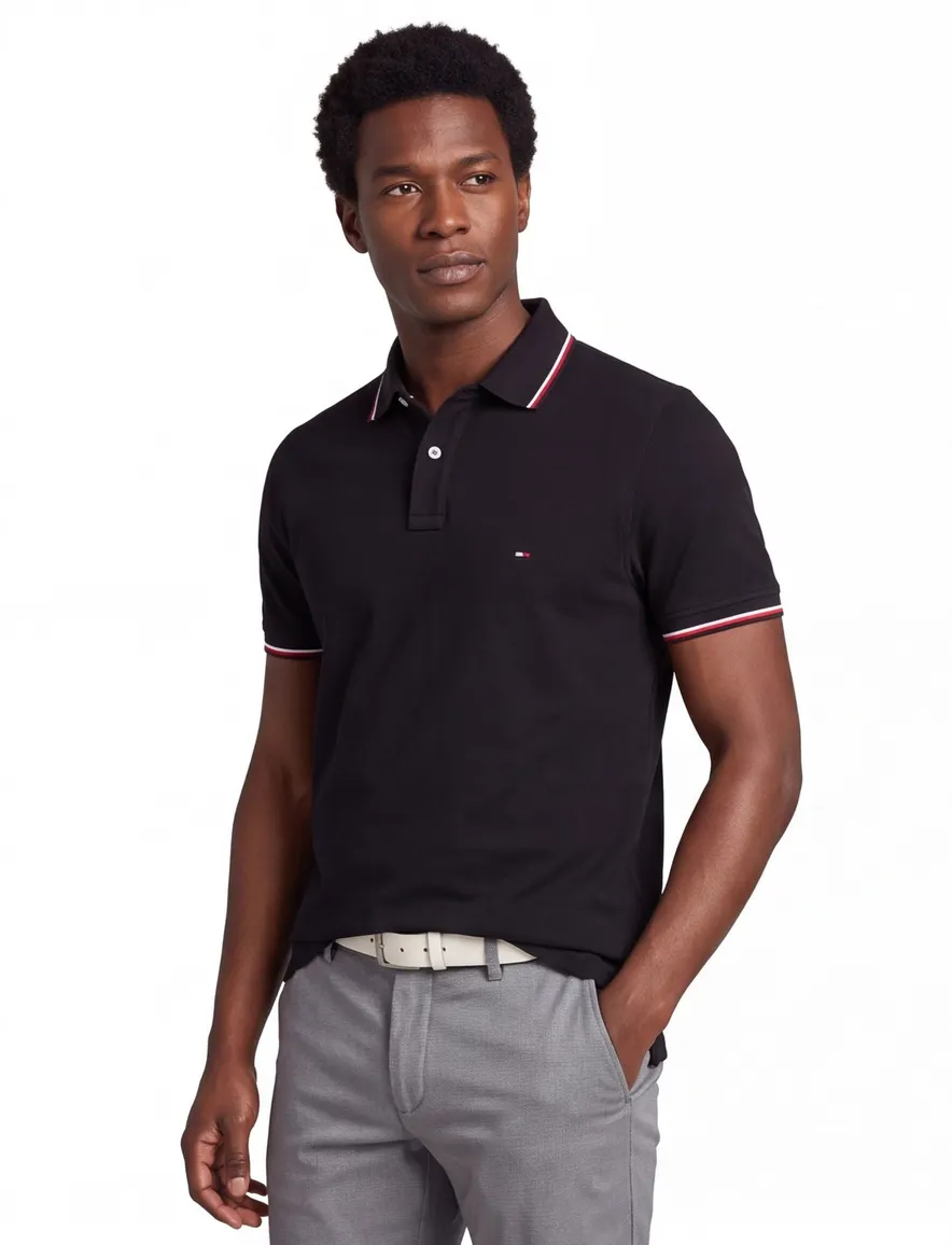Tommy Hilfiger Big & Tall poloshirt Slim Fit zwart