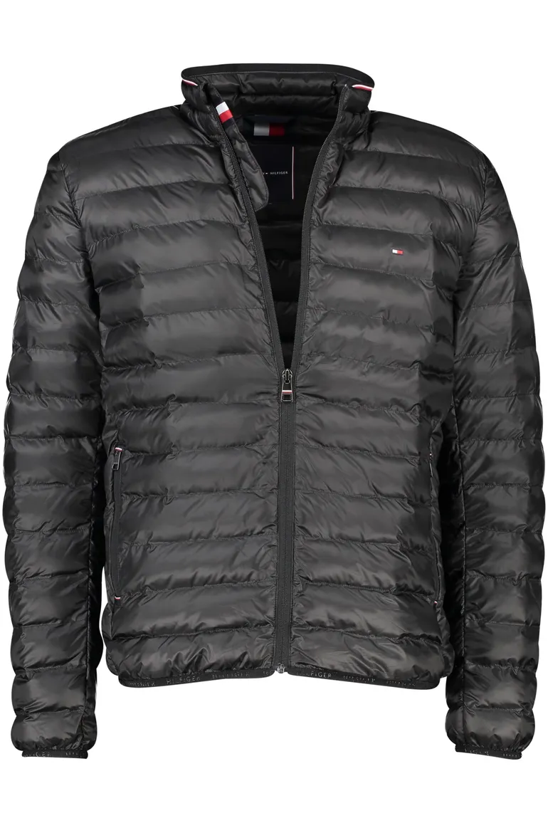 Tommy Hilfiger tussenjas Big & Tall zwart effen rits normale fit
