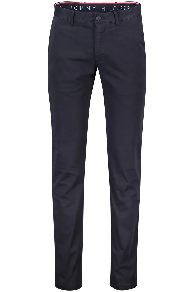 katoenen broek Tommy Hilfiger donkerblauw effen katoen