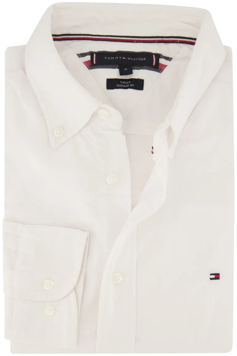 Big & Tall overhemd Tommy Hilfiger wit effen katoen normale fit