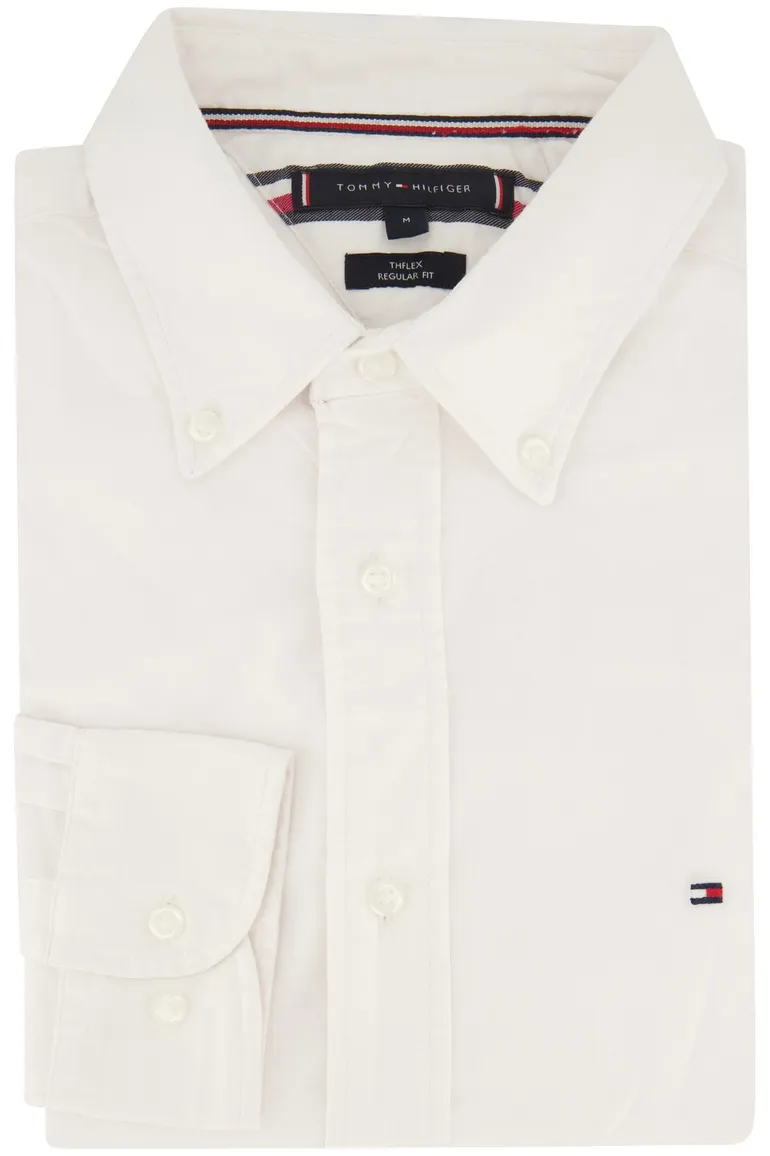 Big & Tall overhemd Tommy Hilfiger wit effen katoen normale fit