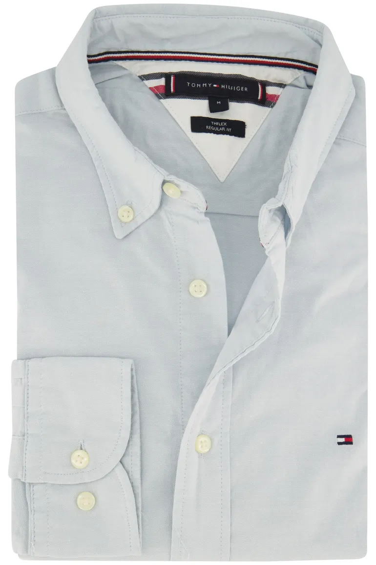 Big & Tall overhemd Tommy Hilfiger lichtblauw effen katoen normale fit