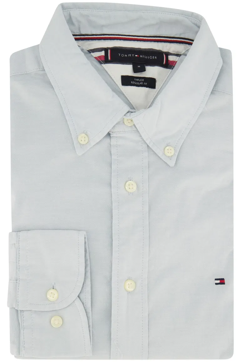 Big & Tall overhemd Tommy Hilfiger lichtblauw effen katoen normale fit