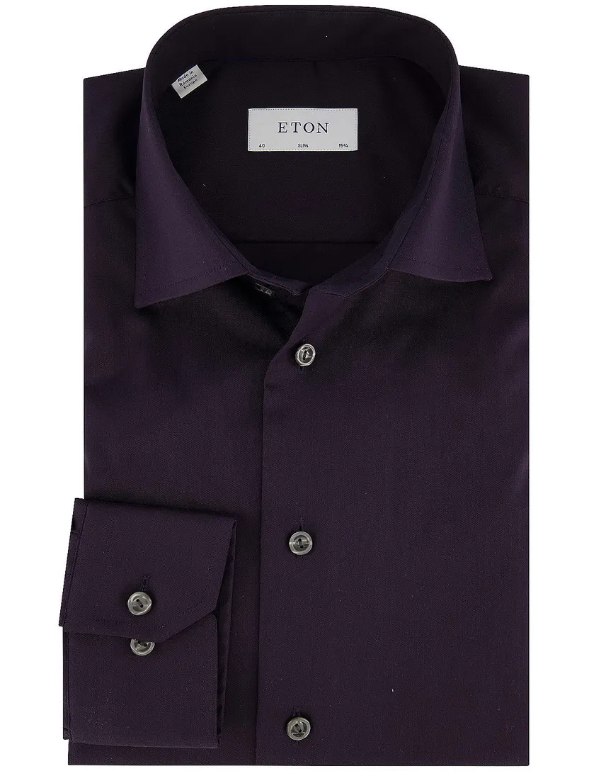 Eton Slim Fit overhemd donkerblauw 100% katoen