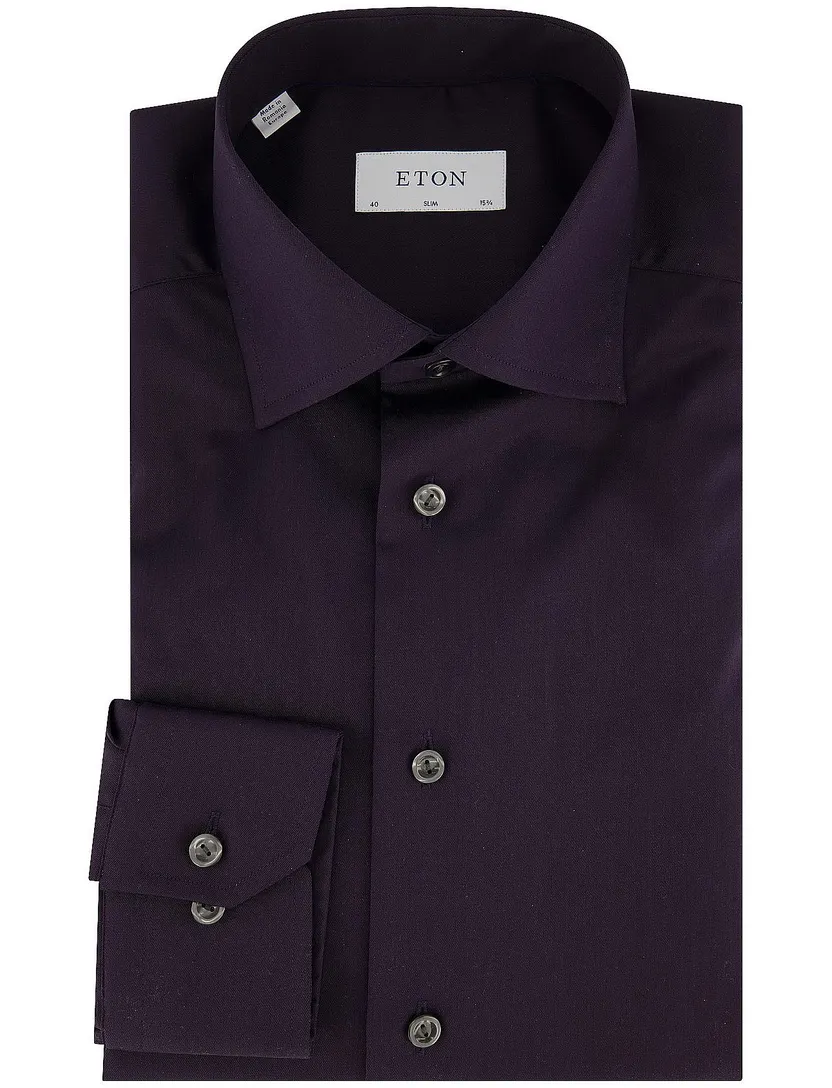 Eton Slim Fit overhemd donkerblauw 100% katoen