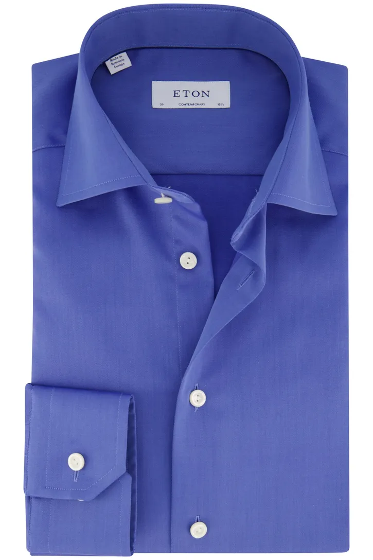 business overhemd Eton Contemporary Fit blauw effen katoen