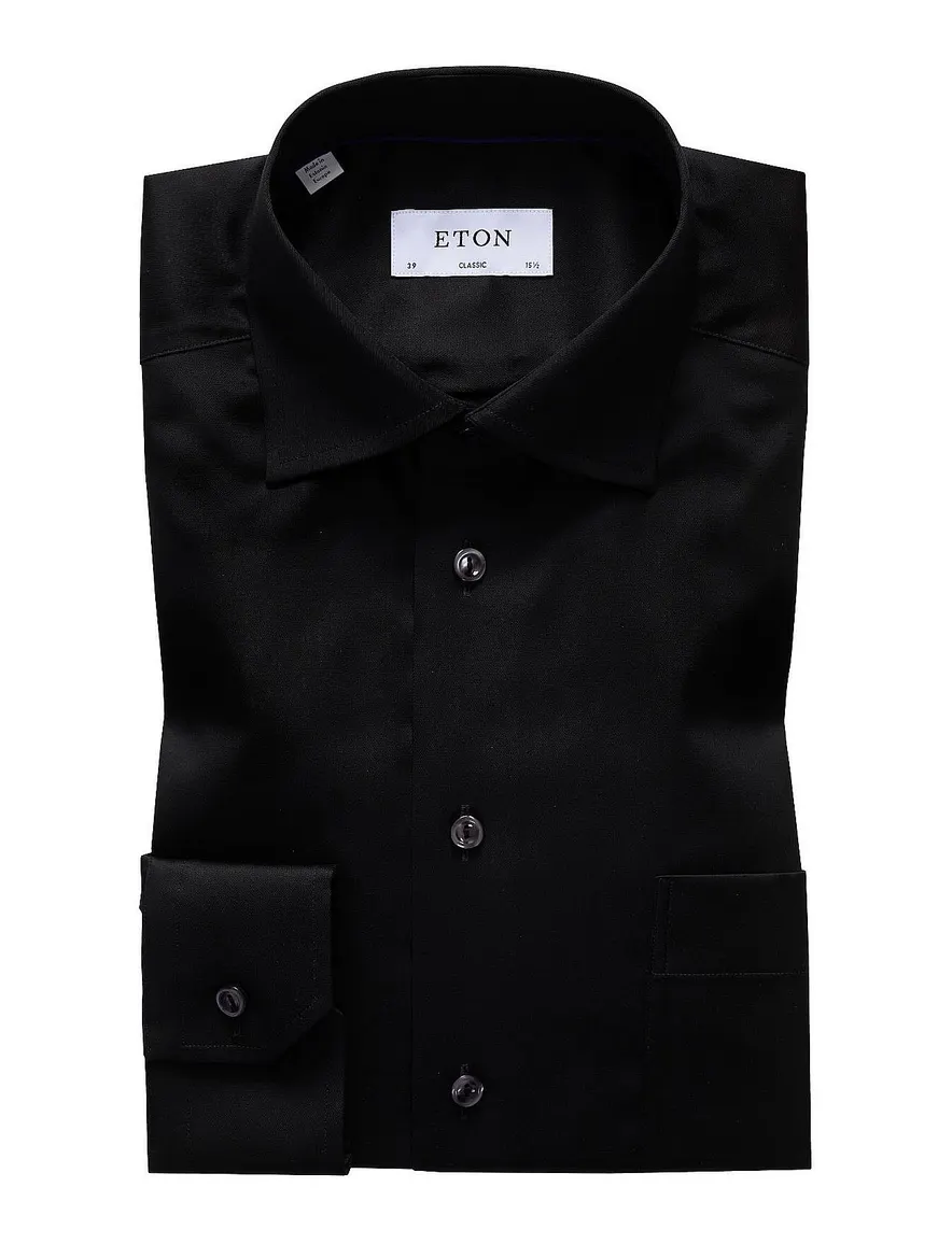 Zwart overhemd Eton Classic Fit