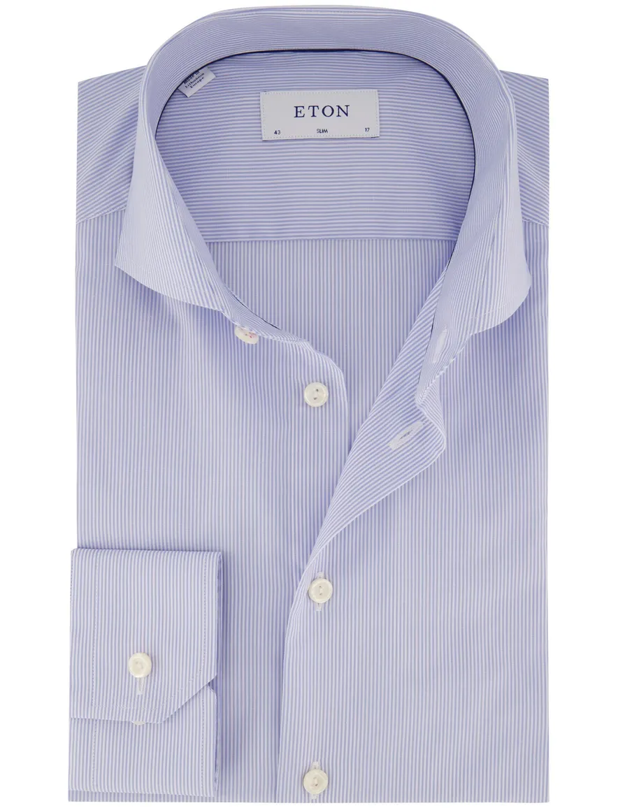 Eton Slim Fit overhemd lichtblauw gestreept
