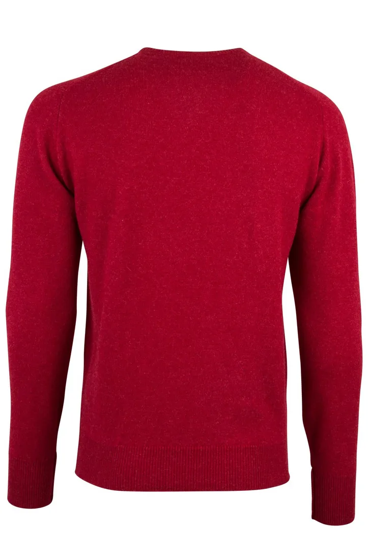William Lockie trui v-hals rood lamswol
