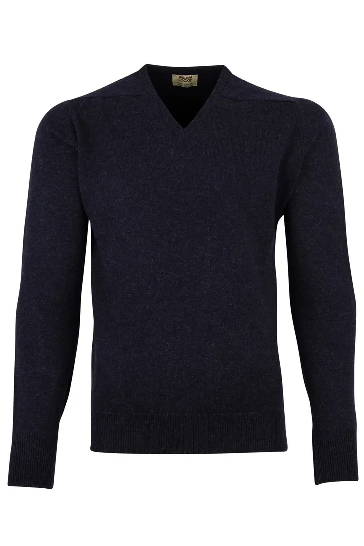 William Lockie trui v-hals midnight blue lamswol