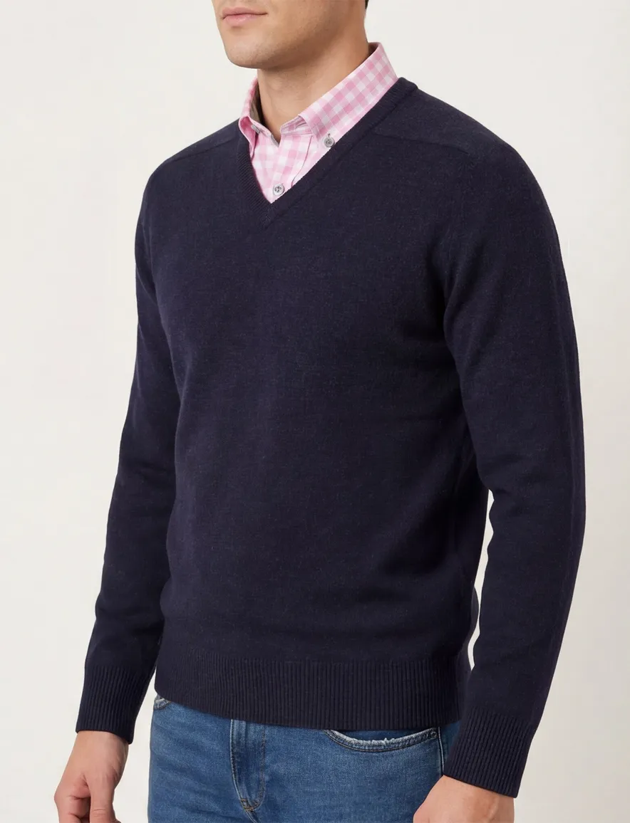 William Lockie pullover midnight blue lamswol