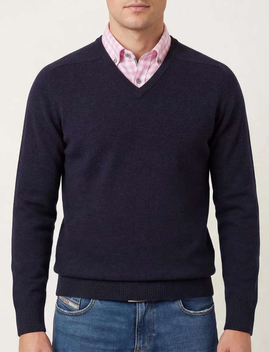 William Lockie pullover midnight blue lamswol