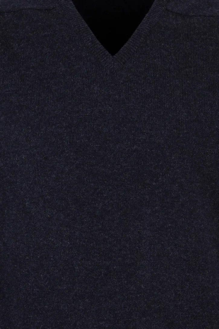 William Lockie trui v-hals midnight blue lamswol