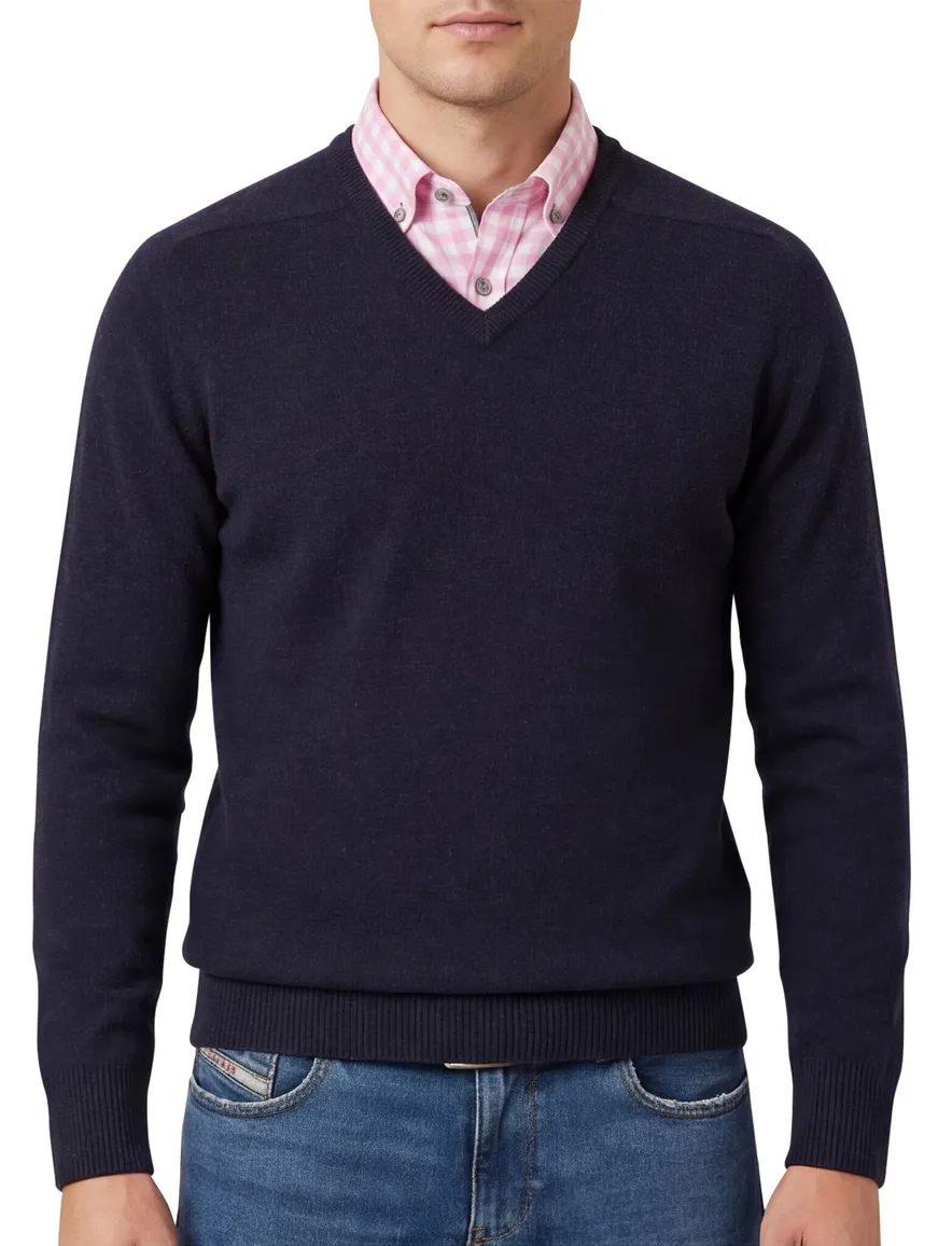 William Lockie pullover midnight blue lamswol