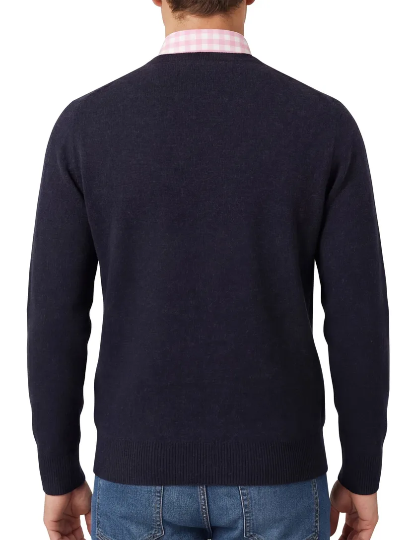 William Lockie trui v-hals midnight blue lamswol