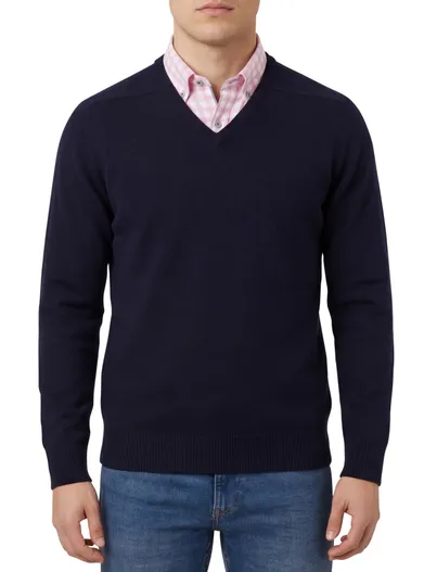 William Lockie William Lockie trui donkerblauw v-hals
