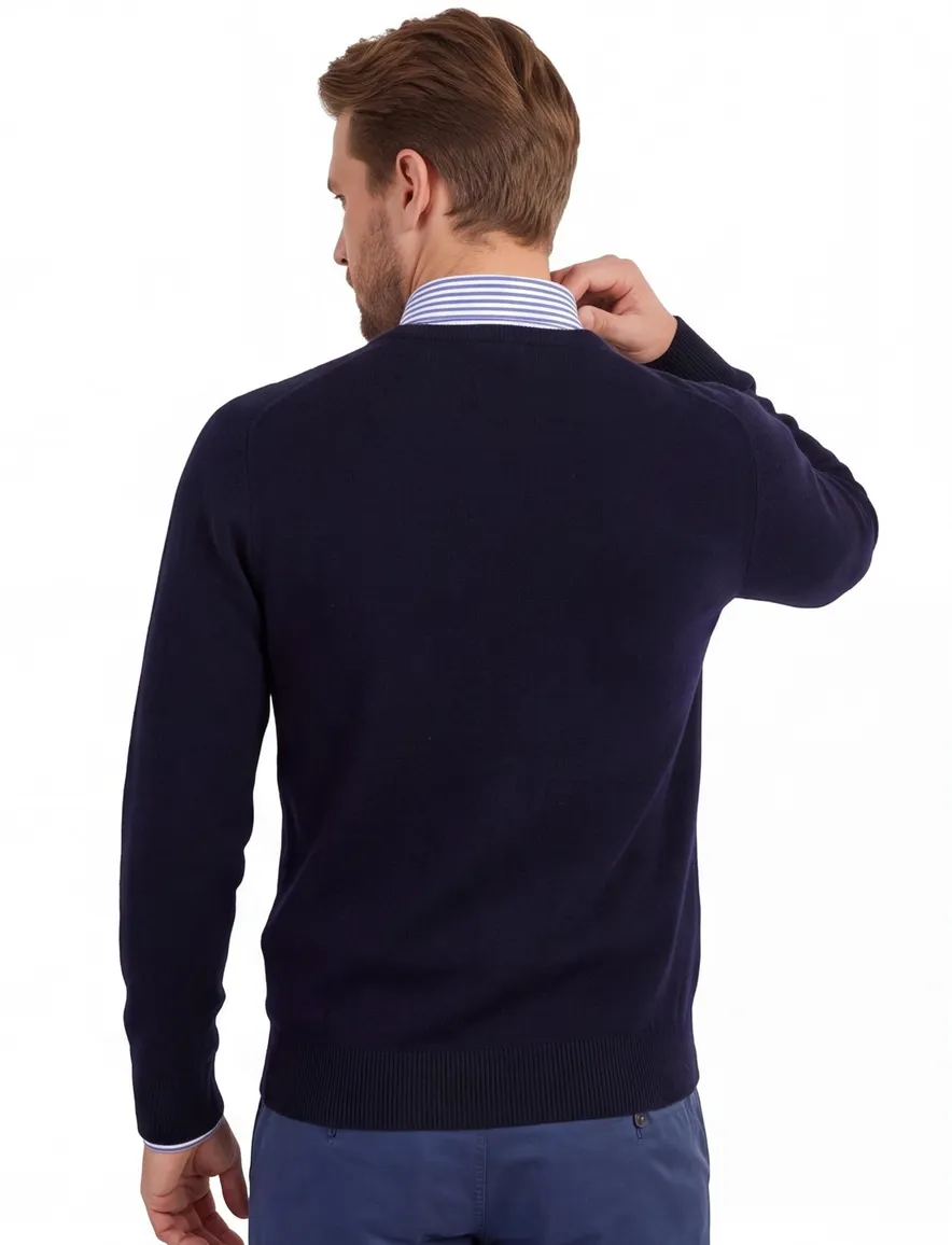 William Lockie trui donkerblauw v-hals
