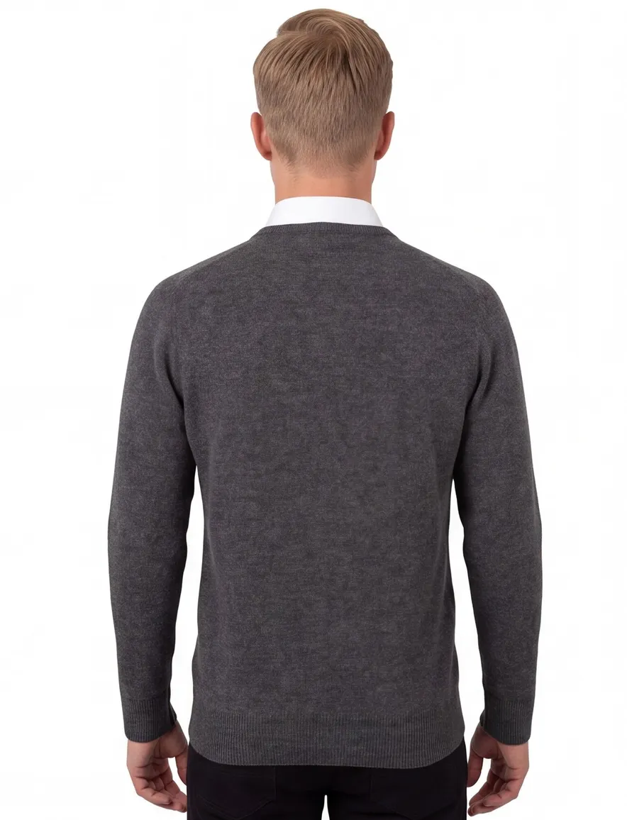 William Lockie trui grijs melange v-hals