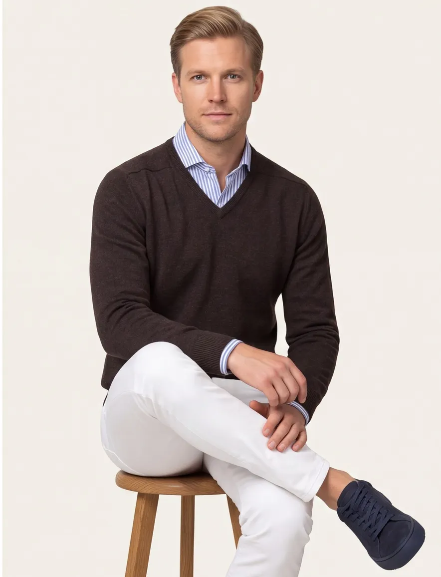 William Lockie pullover donkerbruin lamswol