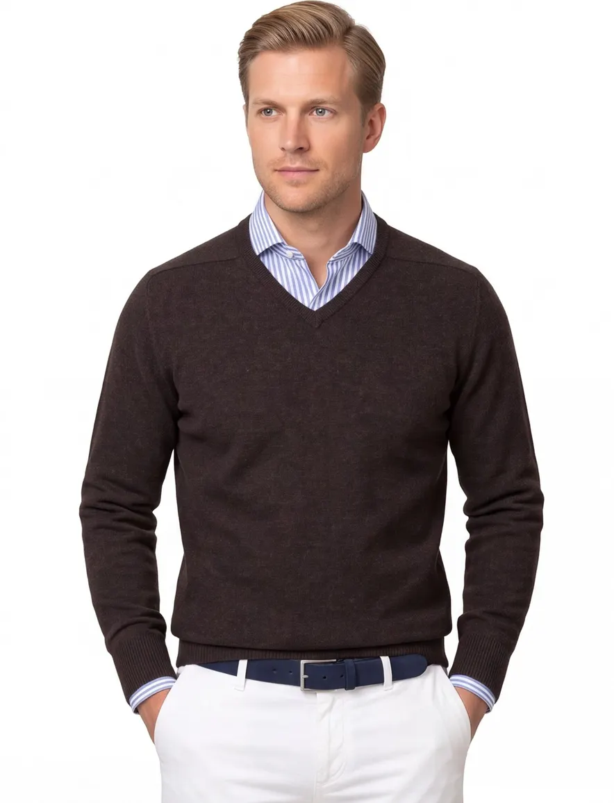 William Lockie pullover donkerbruin lamswol