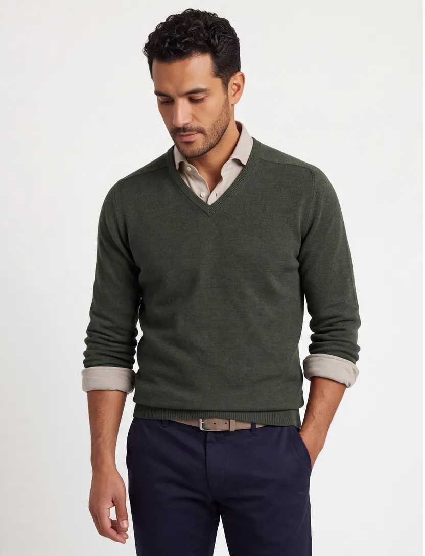 William Lockie pullover donkergroen lamswol